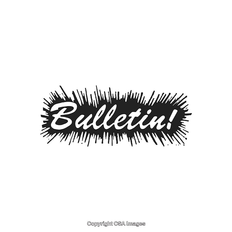 Stylized Bulletin Text with Dynamic Design on a Clean White Background