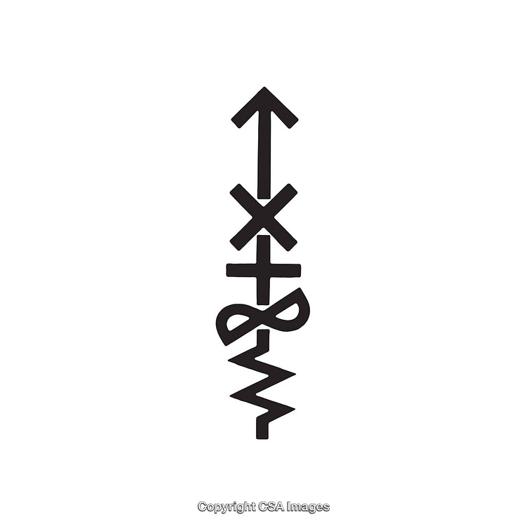 Abstract Black And White Symbol With Unique Geometric Shapes