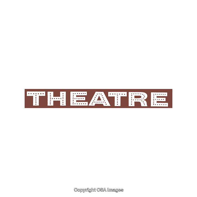 Theatre Sign in Vintage Style with Brown Background