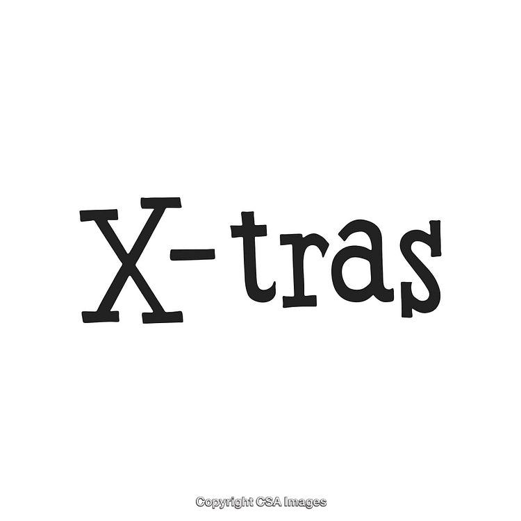 Creative Text Design Featuring X-Tras With Stylized Letters on White Background