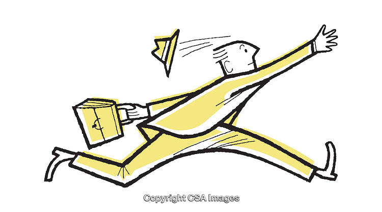 Businessman Running While Chasing a Hat in Dynamic Illustration