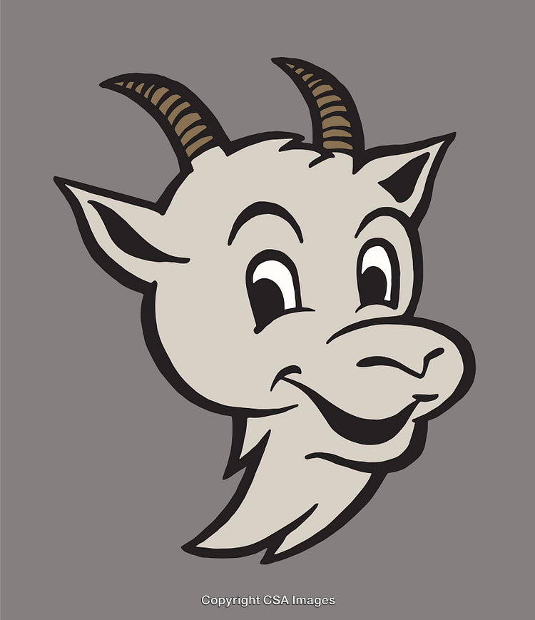 Cheerful Cartoon Goat Illustration with Smiling Expression on Neutral Background