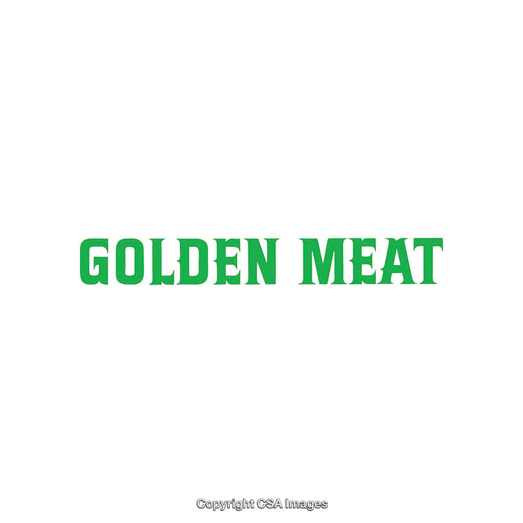Green Text Logo Displaying 'Golden Meat' on a White Background