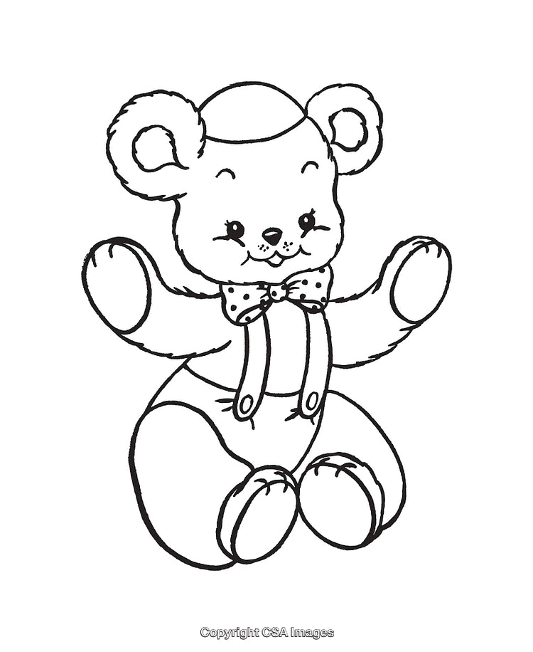 Adorable Hand-Drawn Line Art of a Cute Teddy Bear Character