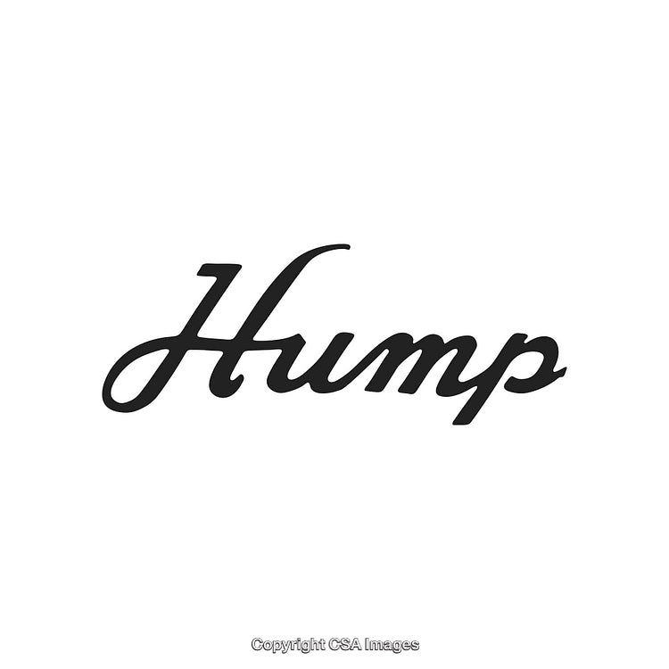 Elegant Typography Featuring the Word 'Hump' in a Script Font on White