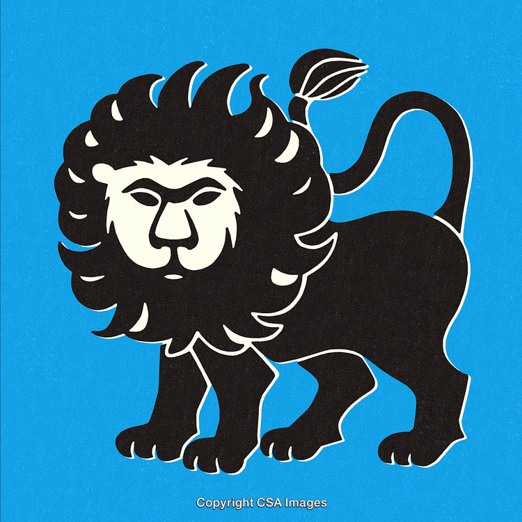 Stylized Black Lion Silhouette on Vibrant Blue Background