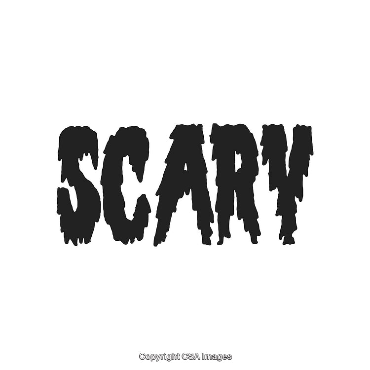 Scary Horror-Themed Text with Distressed Font on White Background