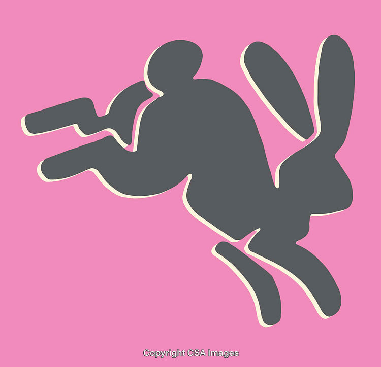 Abstract Gray Silhouette on Pink Background with Simplistic Style