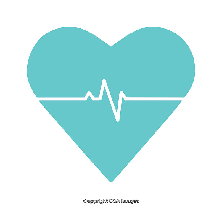 Turquoise Heart Icon Featuring a White Pulsating Heartline Design