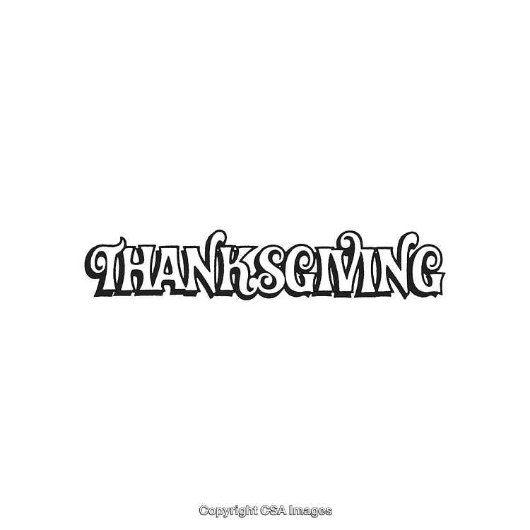 Thanksgiving Text Illustration with Decorative Letters on White Background