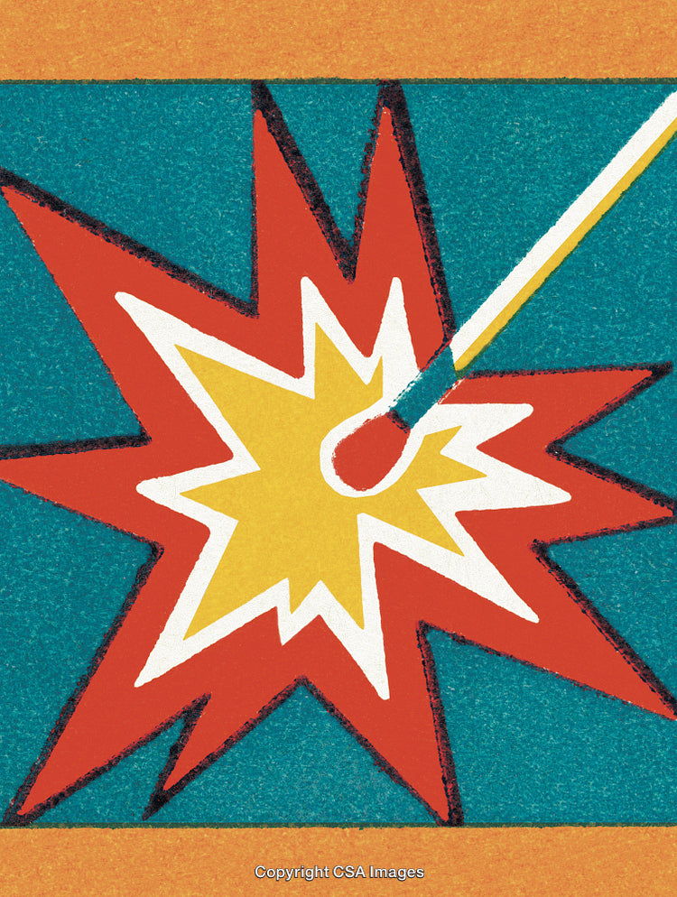 Colorful Illustrated Explosion with a Focus on Energy and Motion
