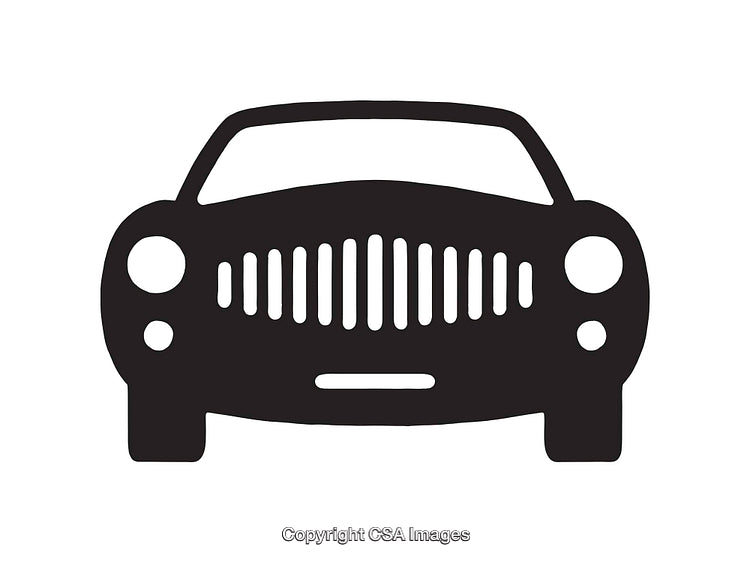 Black and White Icon Depicting a Front View of a Classic Car