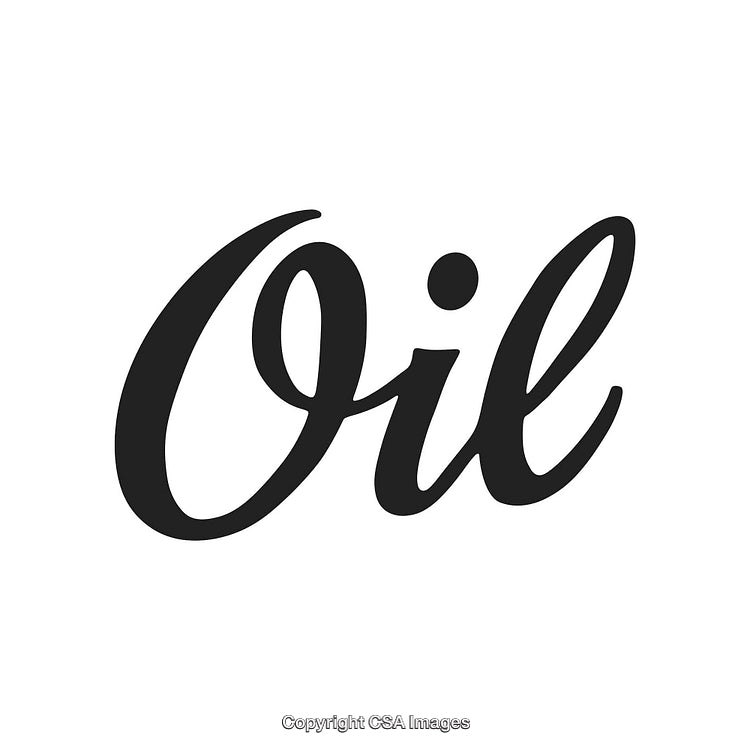 Bold Calligraphy Display of the Word 'Oil' in Black on White Background