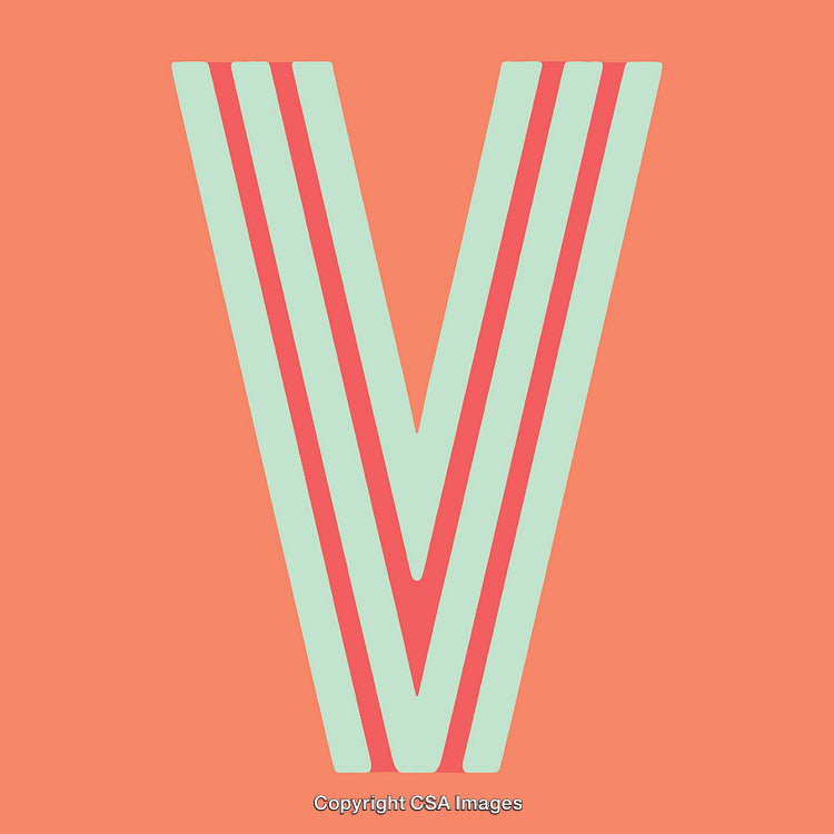 Bold Letter 'V' in Stylish Striped Design on Vibrant Background