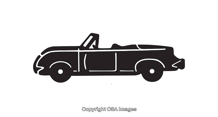 Black and White Silhouette of a Classic Convertible Car