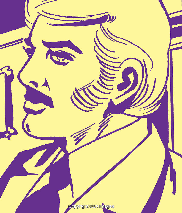 Vintage Artistic Comic Portrait of a Gentleman in Colorful Pop Art Style