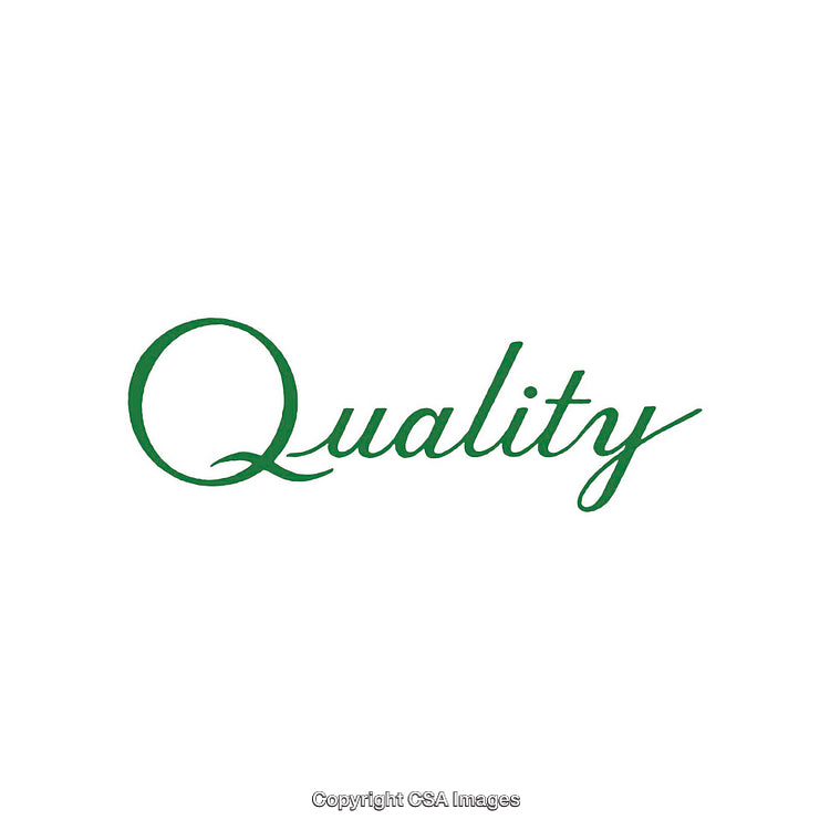 Elegant Green Script Text On White Background Representing Quality