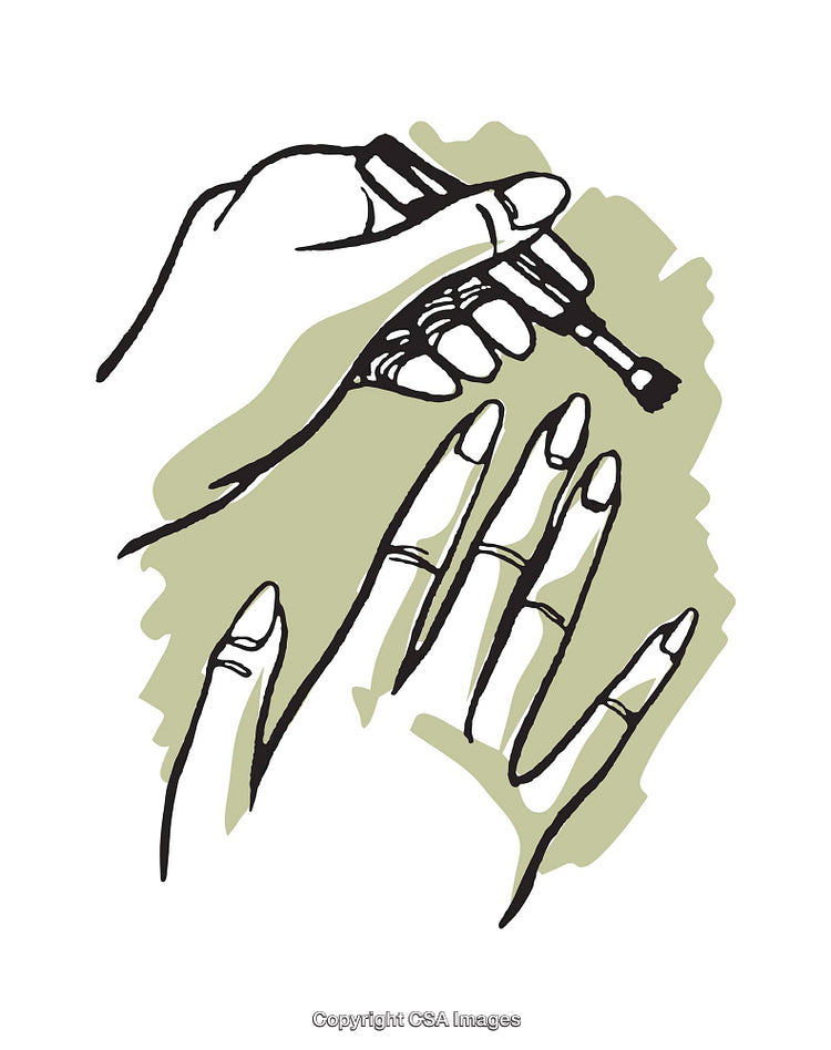 Illustration of Hand Applying Nail Polish With Modern Artistic Style