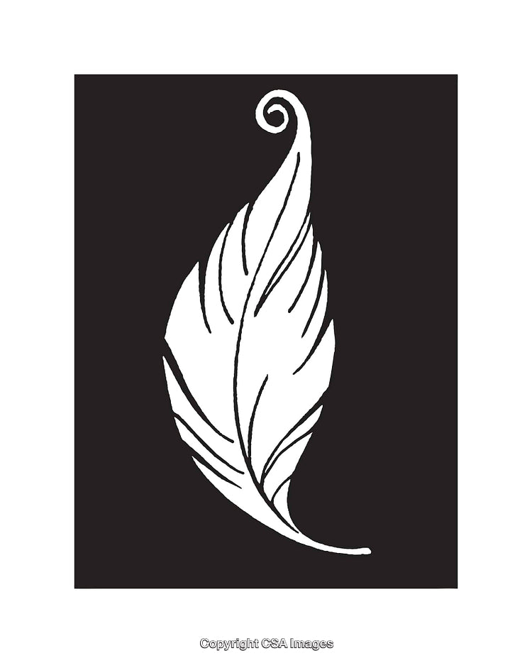 Stylized Black And White Line Art of a Feather Illustration