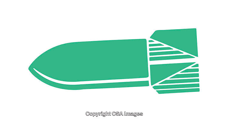 Minimalist Green Icon of a Bullet with Geometric Design Details