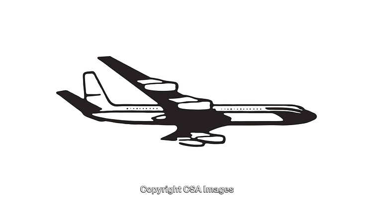 Black and White Icon of an Airplane in Flight