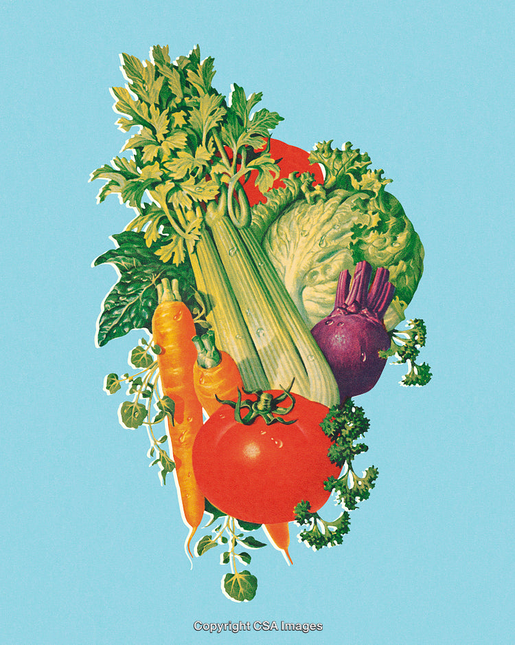 Colorful Arrangement of Fresh Vegetables on a Bright Blue Background