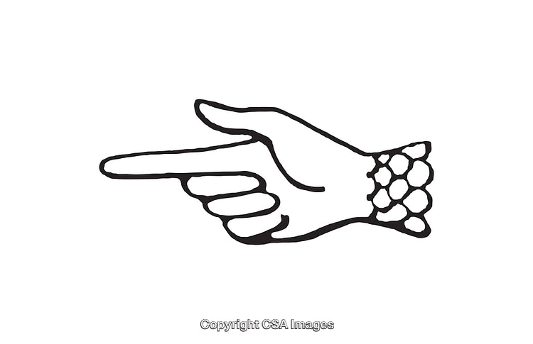Black And White Illustration of a Vintage Pointing Hand