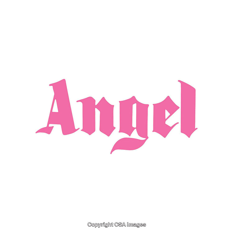 Pink Typography Featuring the Word Angel in a Gothic Style