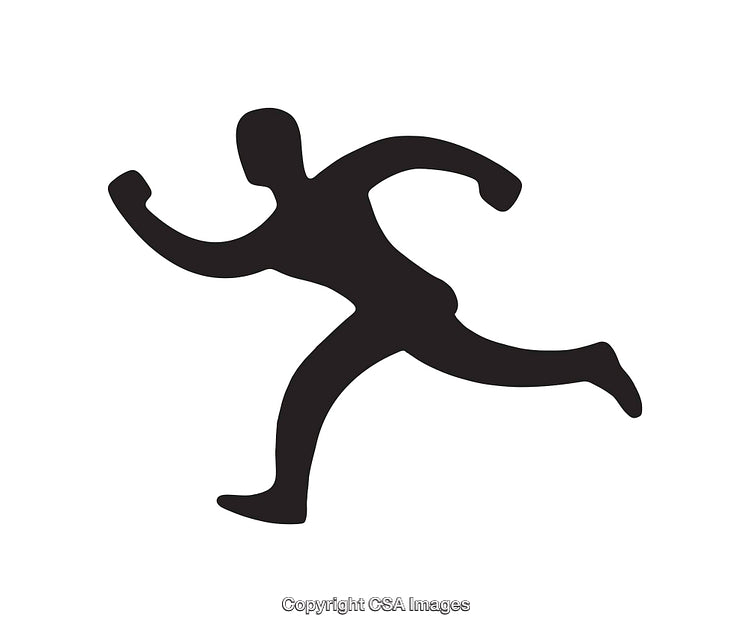 Black Silhouette of a Running Person Icon on White Background