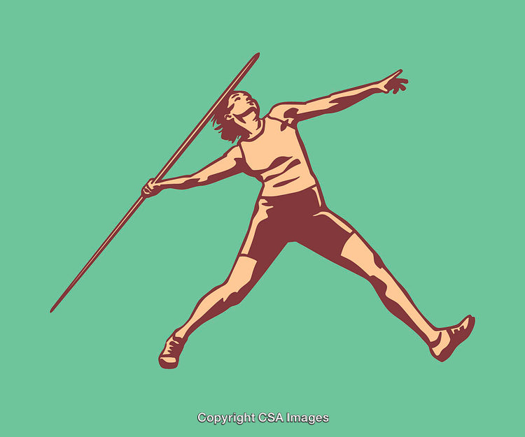 Athlete Throwing a Javelin in Action Pose, Dynamic Illustration