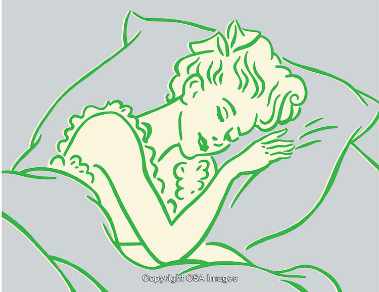 Line Art Illustration of a Woman Sleeping Peacefully with Graceful Details