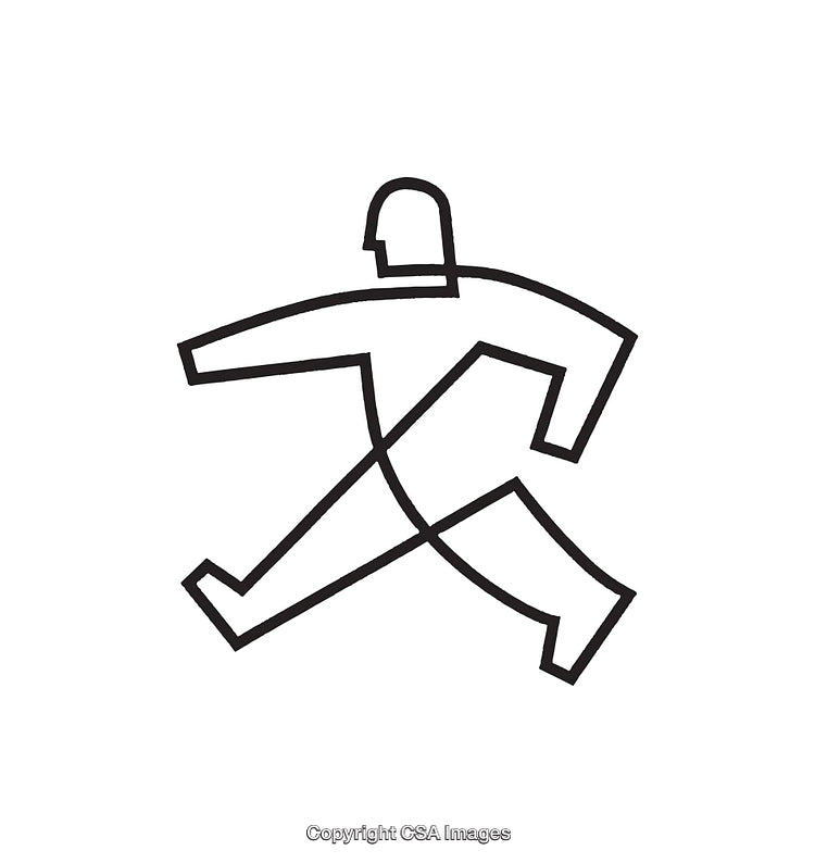 Abstract Black and White Icon of a Running Figure