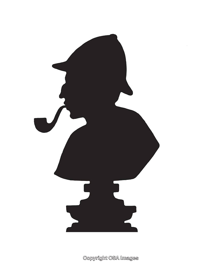 Silhouette of Man Wearing a Deerstalker Hat and Smoking a Pipe