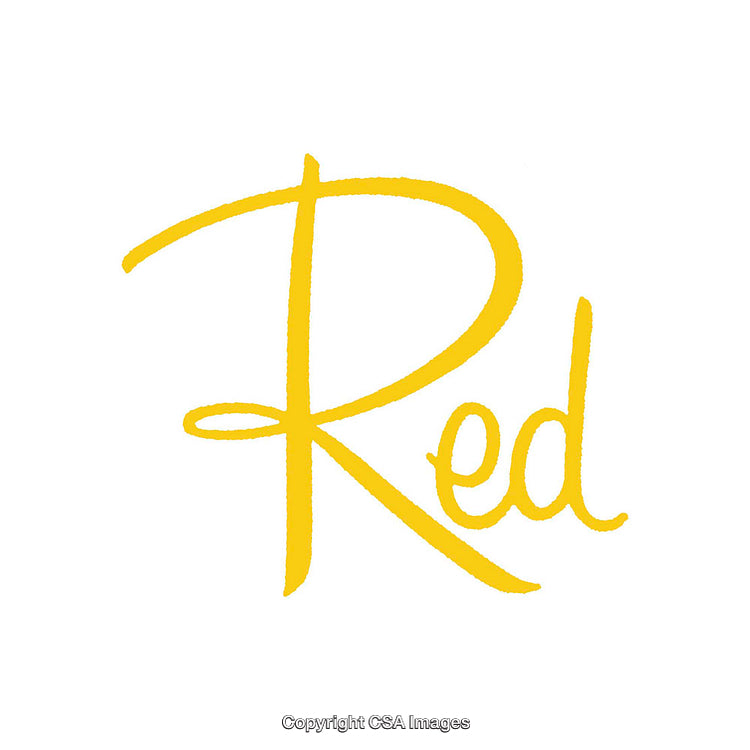 Yellow Calligraphy Design With the Word 'Red' on White Background