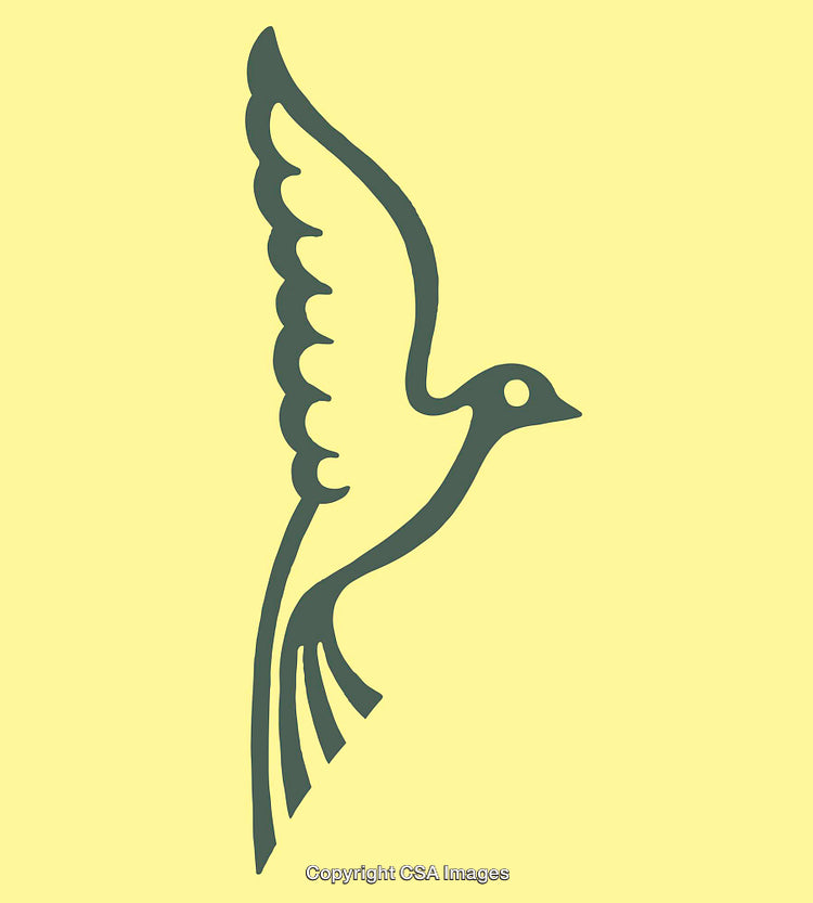 Minimalistic Line Art Illustration Depicting a Stylized Bird in Flight
