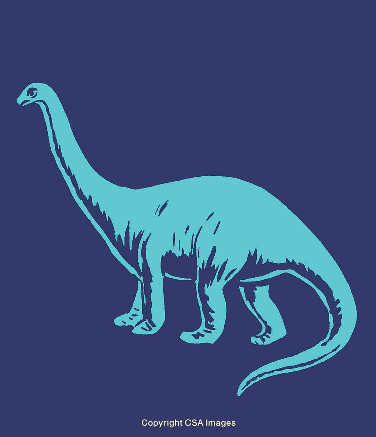 Vivid Blue Dinosaur Artwork Featuring Long-Necked Species in Minimalist Style