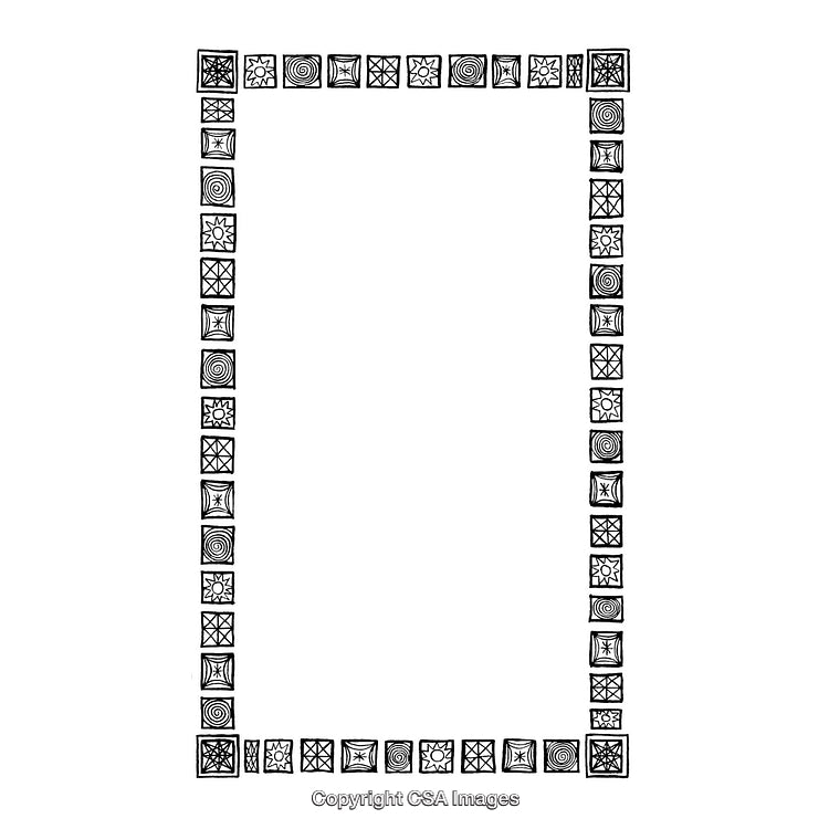 Black and White Decorative Border with Abstract Geometric Patterns