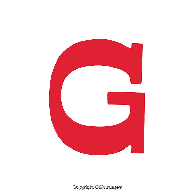 Red Uppercase Letter G Symbol Isolated Against White Background