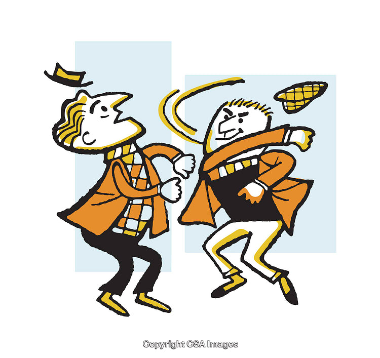 Vibrant Illustration of Two People Engaged in a Lively Interaction