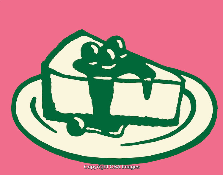 Colorful Line Art Illustration of a Cheesecake Slice with Topping