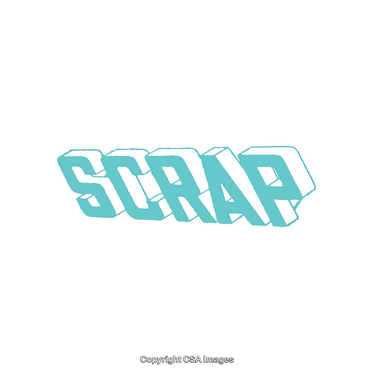 Bold Blue Scrap Text Illustration on White Background