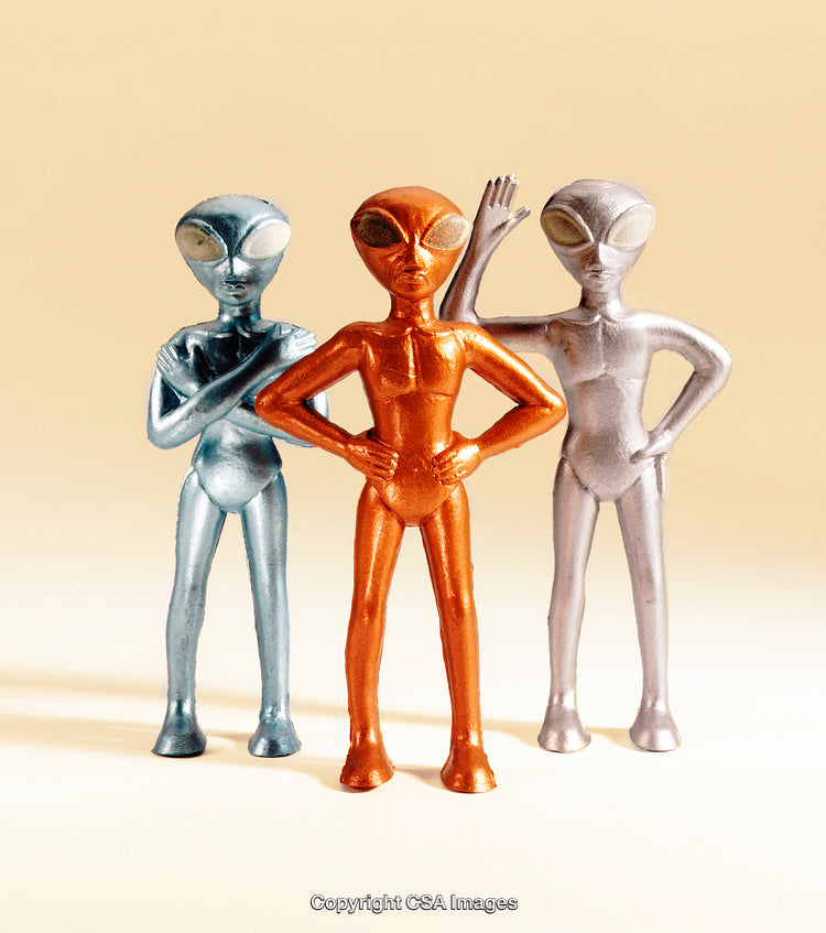 Colorful Alien Figures Standing in a Creative Sci-Fi Composition