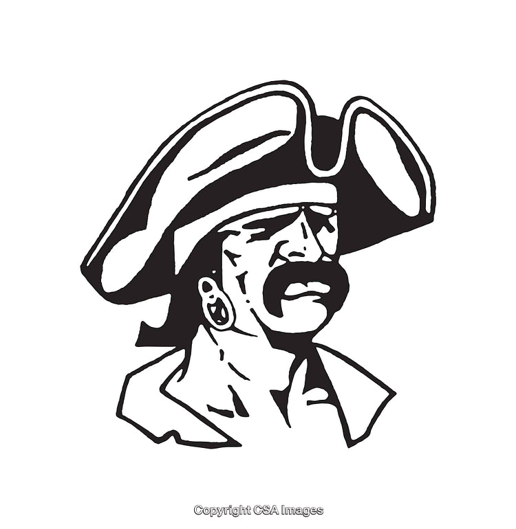 Black and White Pirate Illustration Featuring Pirate Symbolism