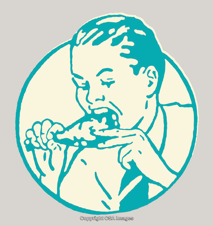 Vintage Style Illustration of Person Enjoying Delicious Fried Chicken Drumstick