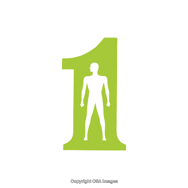 Green Number One with Human Silhouette Inside Vector Image