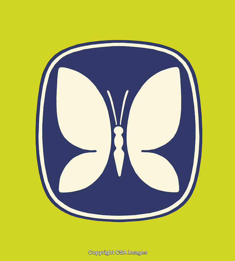 Abstract Butterfly Icon on a Bright Green Background