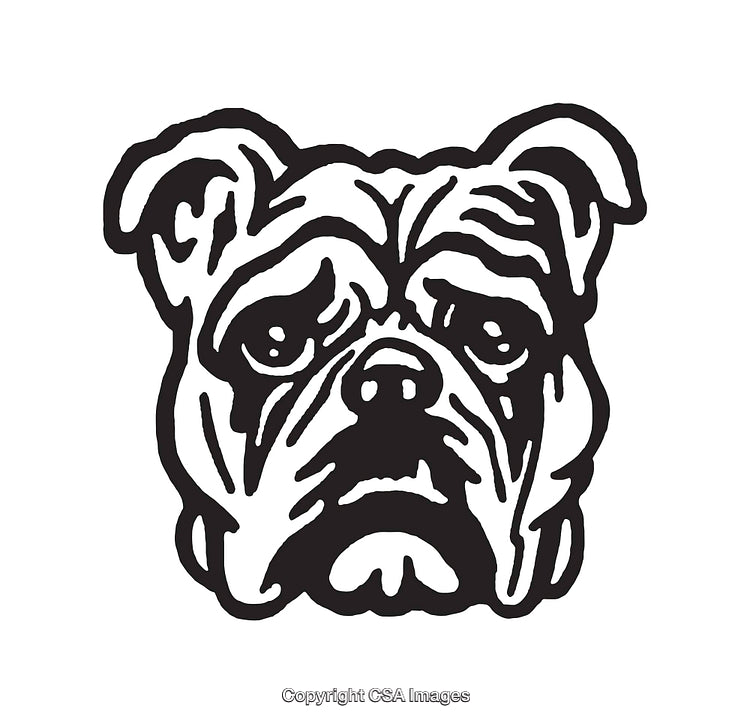 Black and White Bulldog Line Art Icon Illustration