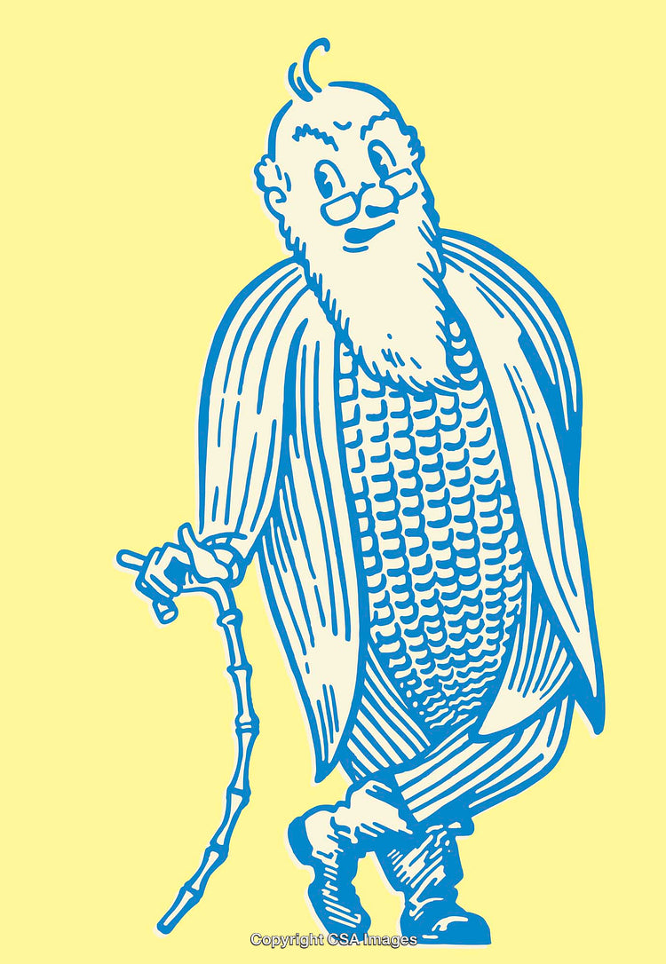 Vintage Illustration of a Distinguished Gentleman with Corn Suit and Cane