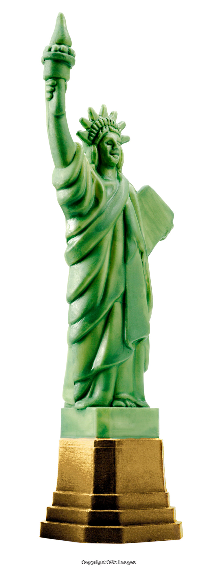 Replica Statue of Liberty Toy with Golden Base Isolated on White