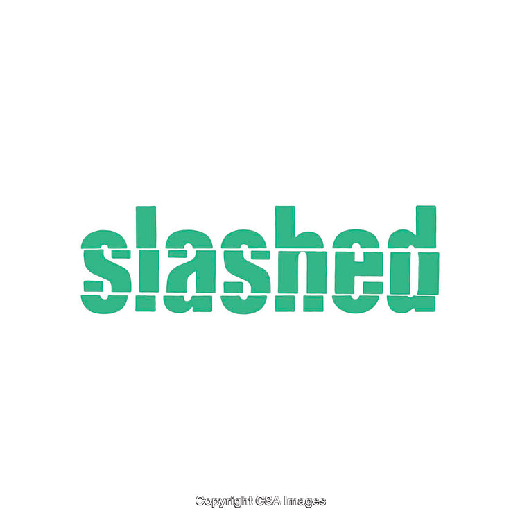 Green Slashed Text on White Background Representing Unique Typography Design